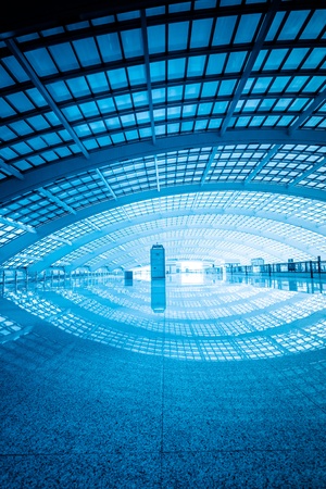 interior of the modern mall of beijin airport subway station.のeditorial素材