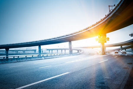 concrete road curve of viaduct in shanghai china outdoor.