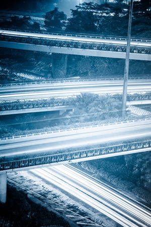 overpass in night of city.の写真素材
