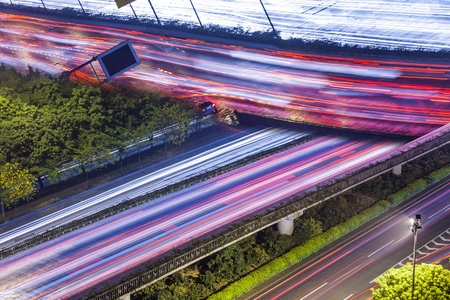 overpass in night of city.の写真素材