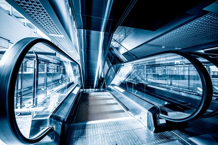 futuristic elevator in the modern building at shanghai china.の写真素材