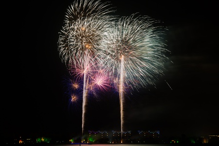 Cluster of colorful Fourth of July fireworks.の写真素材