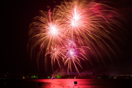 Cluster of colorful Fourth of July fireworks.の写真素材