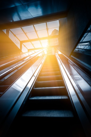 escalator  ,interior of the shanghai pudong airport .の写真素材