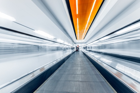 auto walkway moving on at shanghai airport.の写真素材