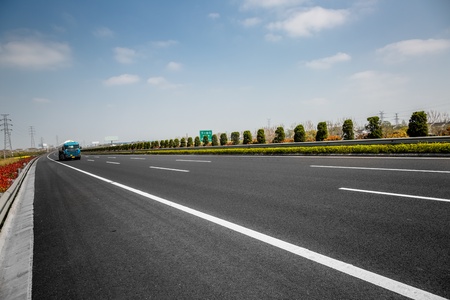 highway and modern bridge of city,blue toned.の写真素材