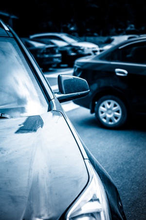 cars at parking lot of city outdoor.の写真素材