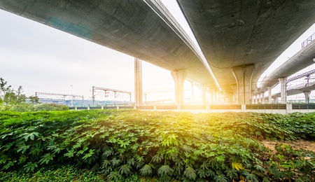 bridge overpass of shanghai china.の写真素材