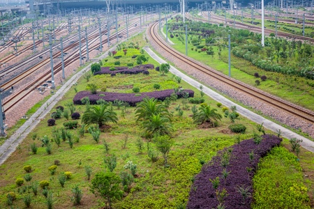 railway to the railway station at china.の写真素材