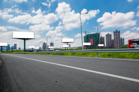 highway and modern bridge of city,blue toned.の写真素材