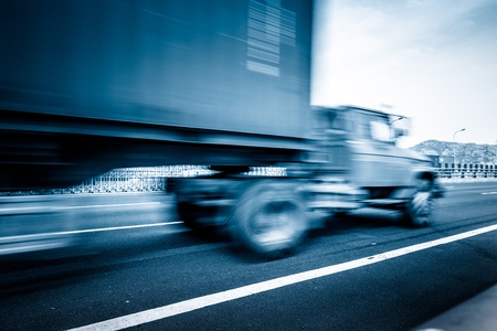 motion truck go through the tunnel.の写真素材
