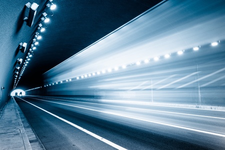 motion truck go through the tunnel.の写真素材