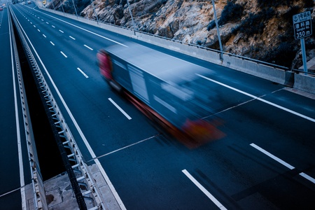motion trucks on the freeway.の写真素材