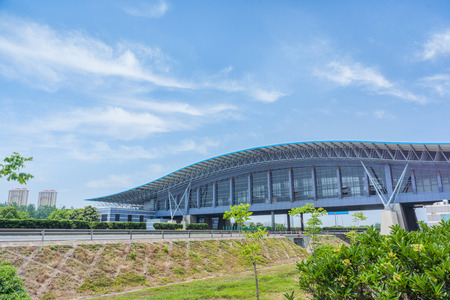 modern service station building under the blue skyのeditorial素材