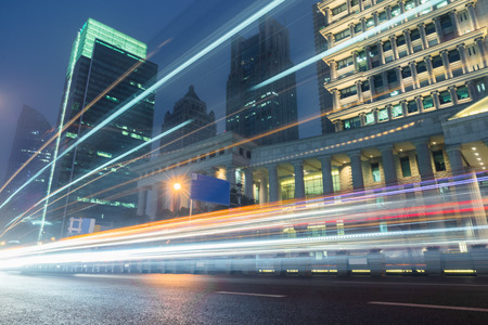 light trails in the cityの写真素材