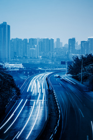 car trails on highway,chongqing chinaのeditorial素材