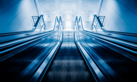 empty escalator at subway stationの写真素材