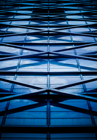 modern building exterior,blue toned image.のeditorial素材