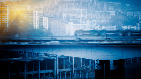 chongqing cityscape and complex trafficの写真素材