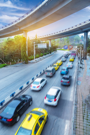 traffic under the overpass,chongqing china.の写真素材