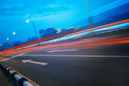 car trails on highway,chongqing chinaの写真素材