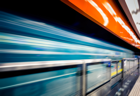 blurred motion subway,chongqing china.の写真素材