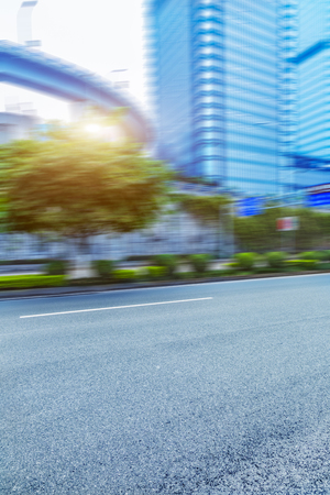 clean road with building backgroundの写真素材