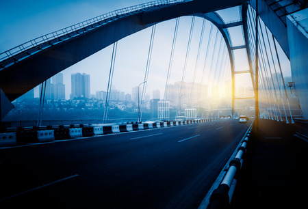 traffic in yangtse river bridge,chongqing china.の写真素材