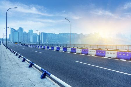 traffic in yangtse river bridge,chongqing china.の写真素材