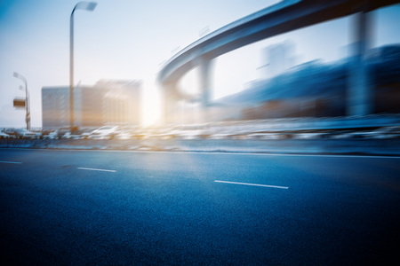 clean highway,blue toned imageの写真素材