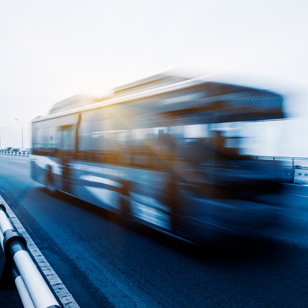 motion blurred traffic on bridge,chongqing china.の写真素材