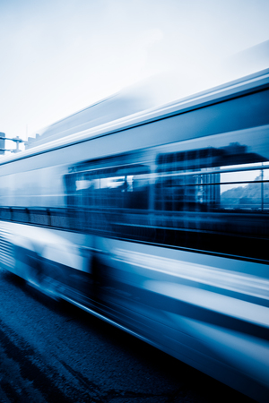motion blurred traffic on the yangtse river bridge,chongqing china.の写真素材