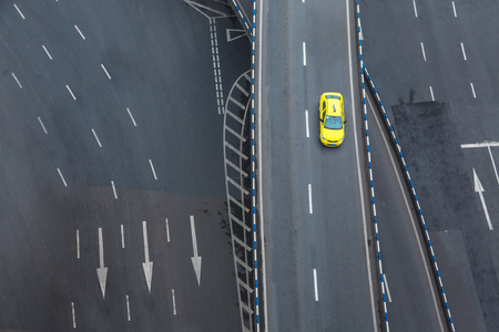 aerial view of car driving on chongqing caiyuanba overpassの写真素材