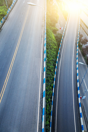 aerial view of traffic on shanghai overpass on a sunny day.の写真素材