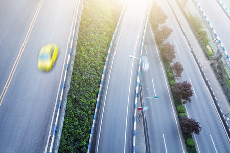 aerial view of traffic on shanghai overpass on a sunny day.の写真素材