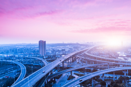 aerial view of overpass in shanghaiのeditorial素材
