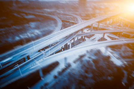 aerial view of overpass in shanghaiの写真素材