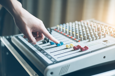 Hand of the audio musical mixerの写真素材