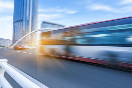 motion blurred car at bridge,tianjin city,china.の写真素材