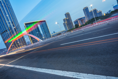 motion blurred car at bridge,tianjin city,china.の写真素材