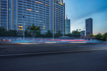 traffic in the downtown district,tianjin china.の写真素材