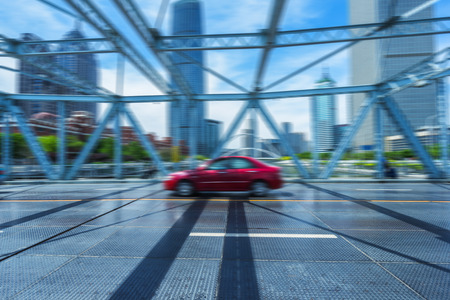 traffic at steel bridge,tianjin cityの写真素材