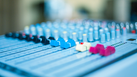 close-up view of professional sound mixer,still life.の写真素材