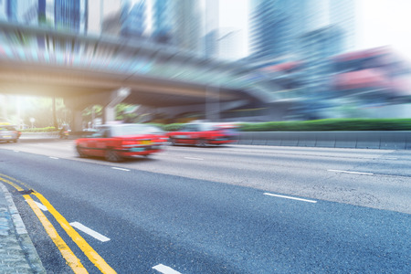 blurred traffic in hongkong china.