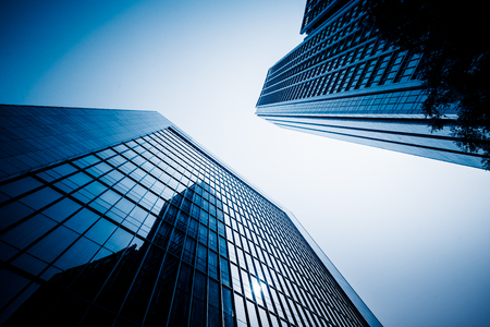 low angle view of skyscrapers,tianjin china.の写真素材