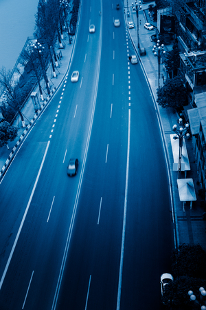 aerial view of city roadの写真素材
