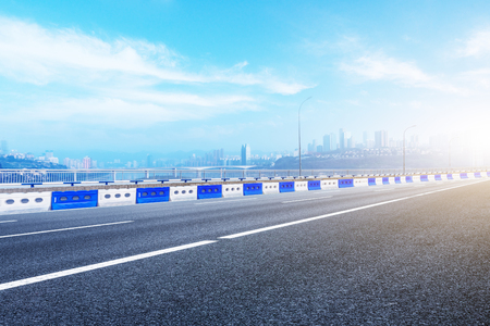 chongqing highway under blue sky,china.の写真素材
