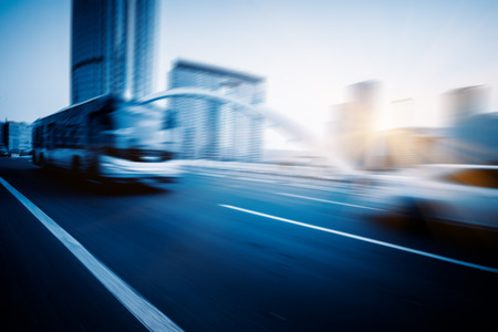 motion blurred car at bridge,tianjin city,china.の写真素材