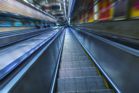 empty escalator at subway stationの写真素材