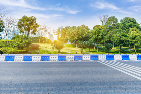 clean road with building backgroundの写真素材